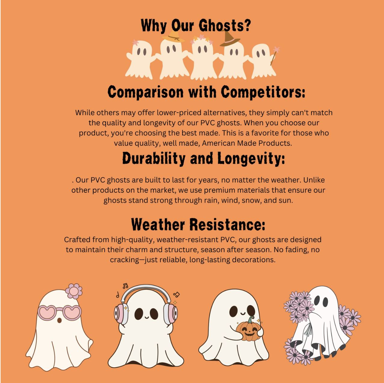 All Weather Spooky Ghost Set - Made of PVC