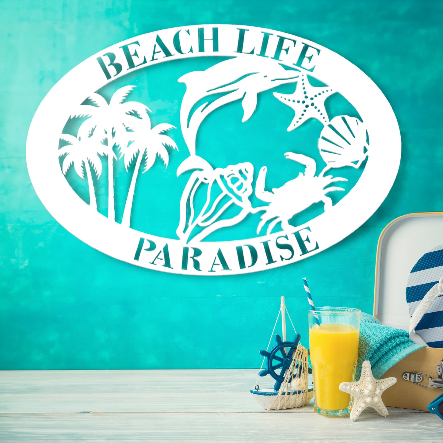 Beach Paradise Collage Sign