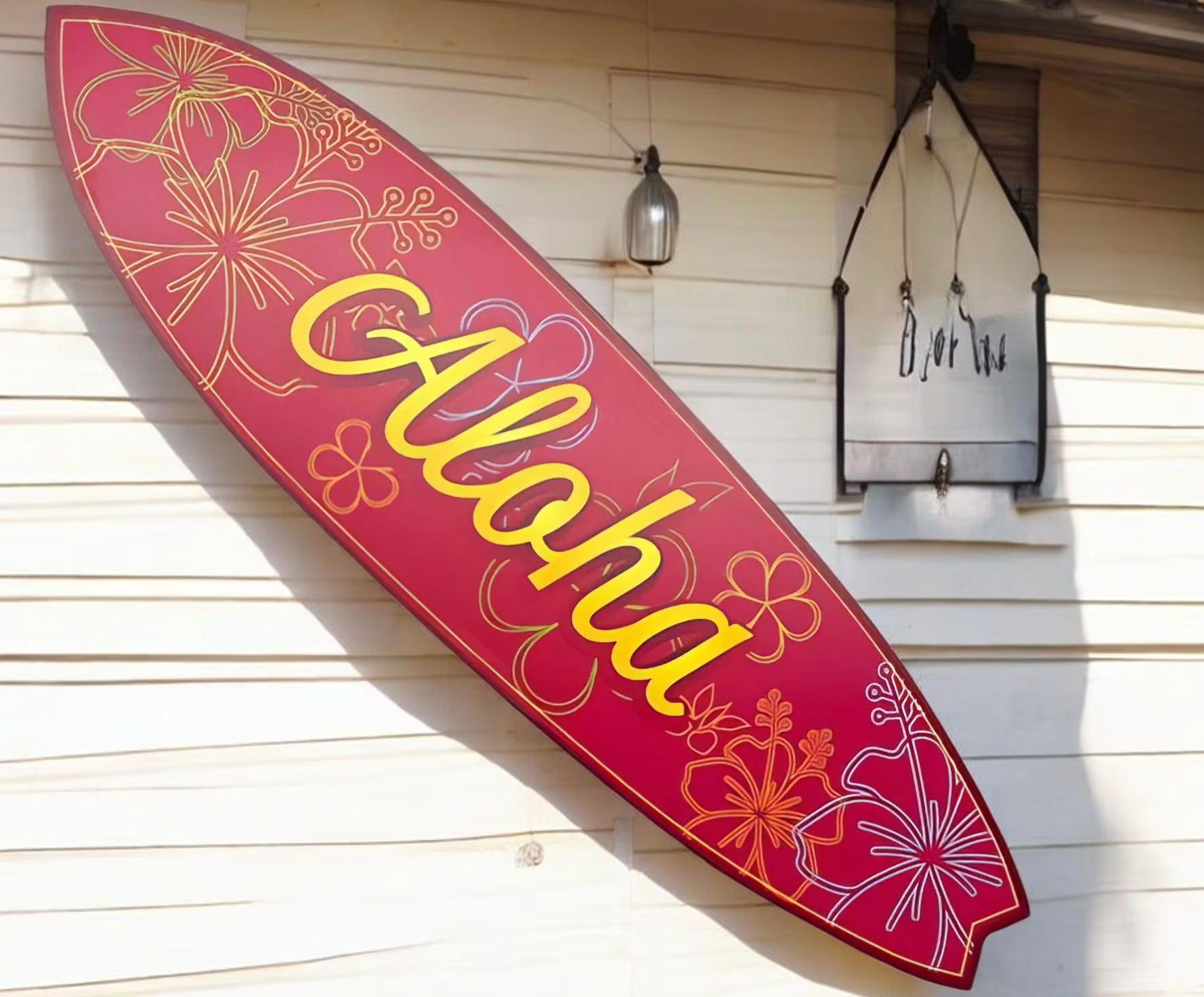 surfboard wall art wall hanging aloha hawaiian themed surfboard
